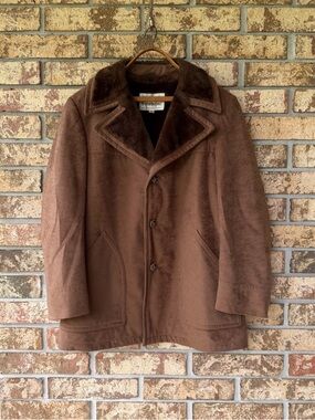 Men’s Vintage Stratojac Suede Coat Size 44 Faux Fur Lined Rugged Western Wear!